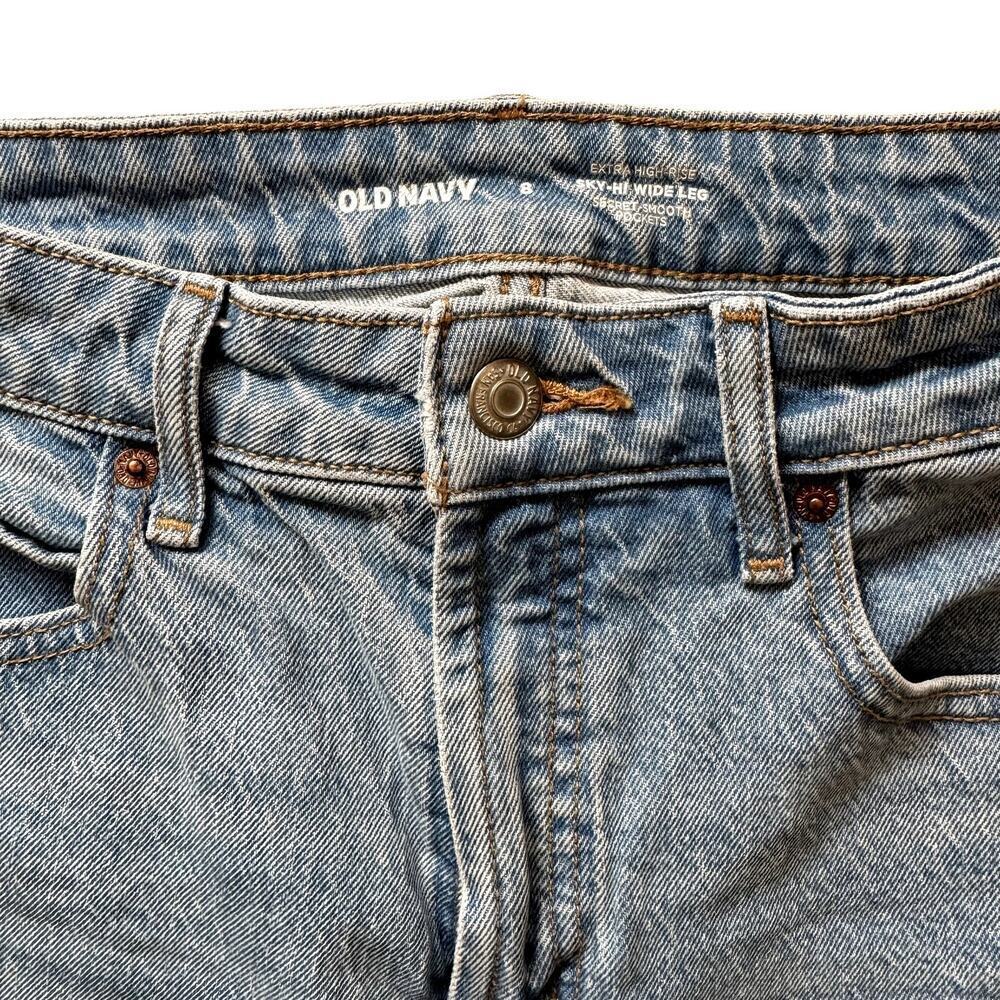 Extra High-Rise Wide Leg Medium Wash Jeans Women's Size 8 - Picture 3 of 3